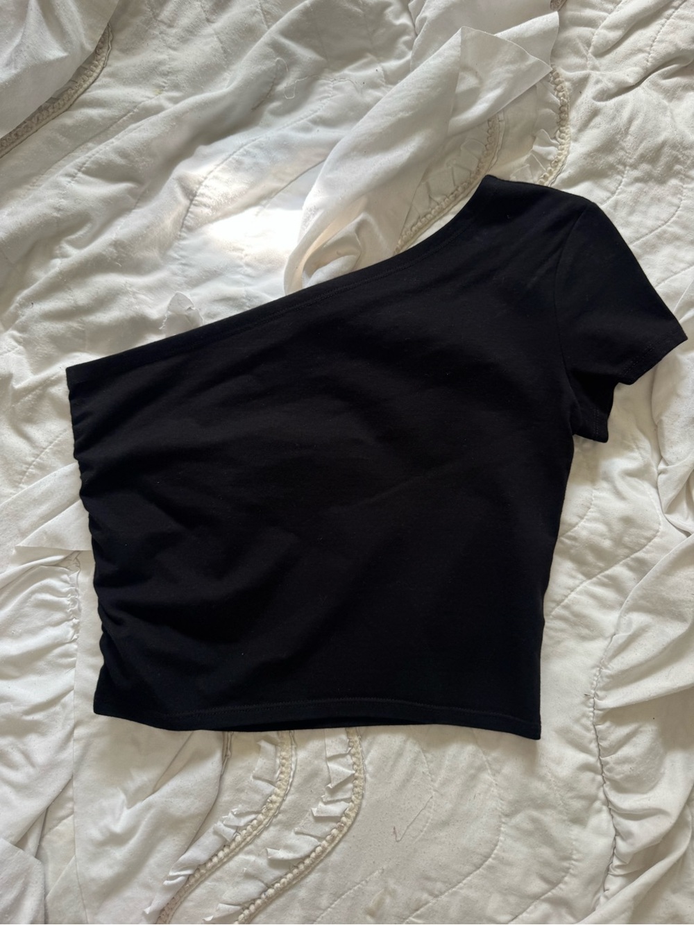 Black One-Shoulder Women's Top